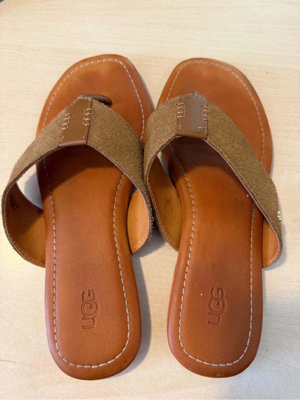 UGG Women’s Brown Suede Thong Slide Sandals